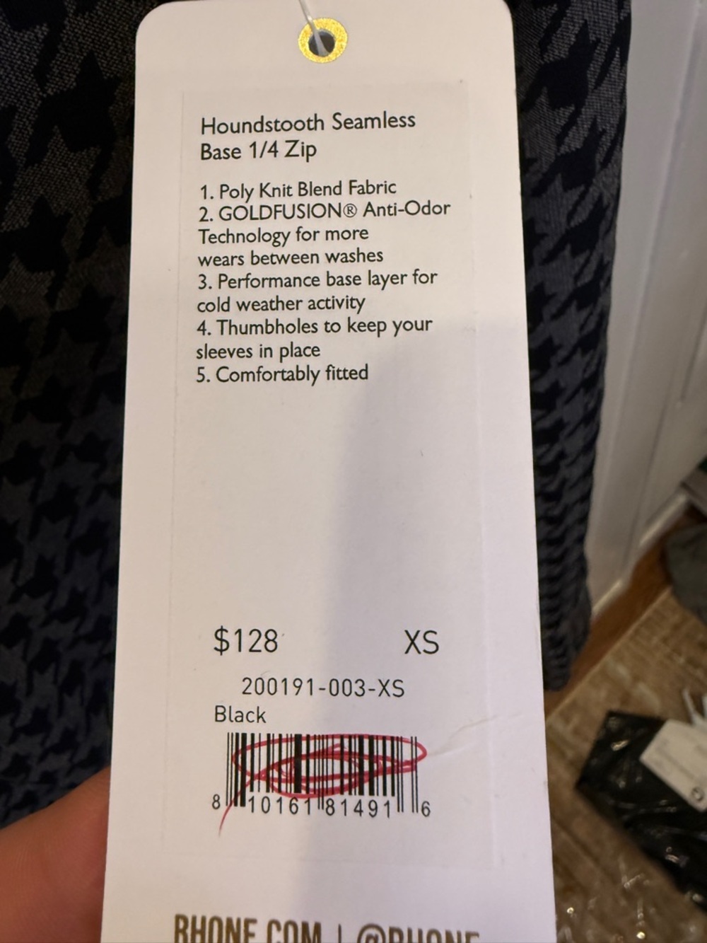 Women’s Rhone XS Grey Houndstooth Quarter-Zip Sweater - Picture 2 of 5